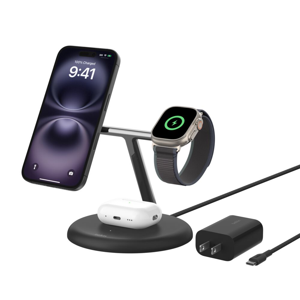 Belkin Soporte de Carga Inalámbrica Qi2 15W 3 en 1 - Attenza.net