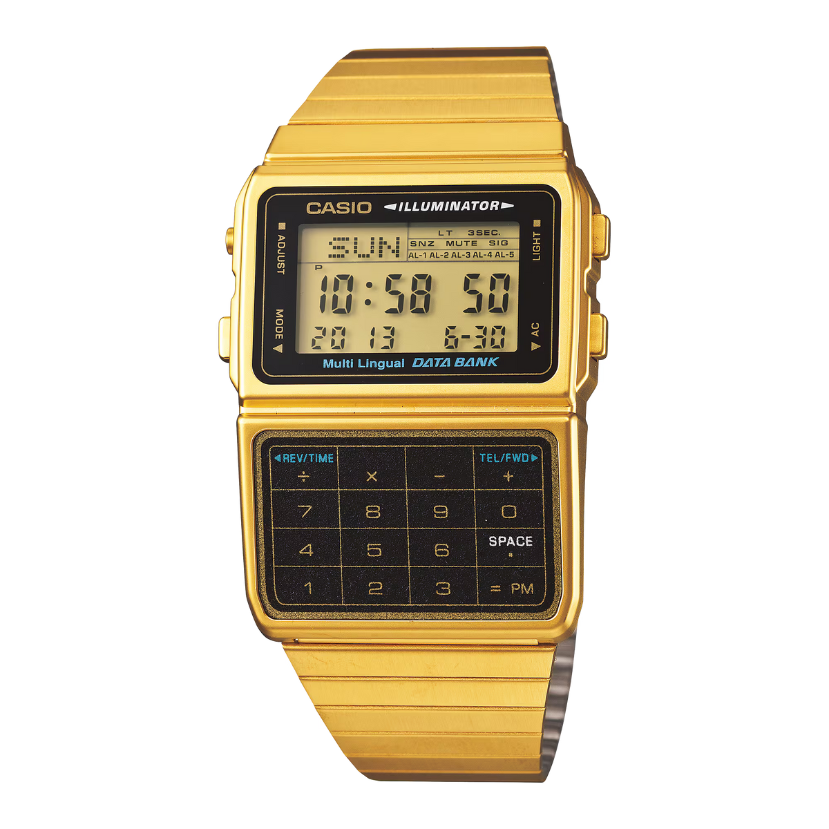 Reloj Digital con Calculadora Dorado Unisex