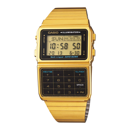 Reloj Digital con Calculadora Dorado Unisex