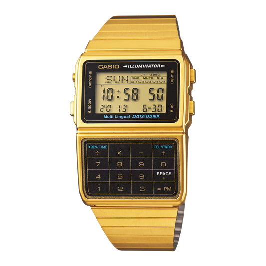 Reloj Digital con Calculadora Dorado Unisex