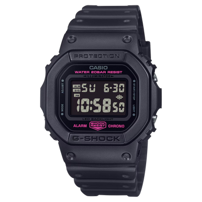 Reloj Digital Negro Edición Cinta Rosada de Mujer DW-5600PK-1D