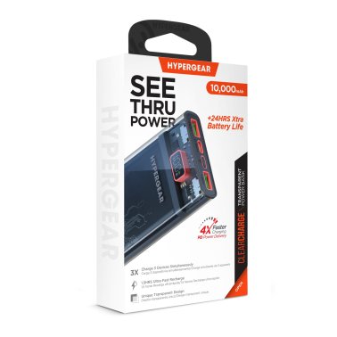 Hypergear Bateria Portable 10000 mAh Cubierta Transparente - Attenza.net