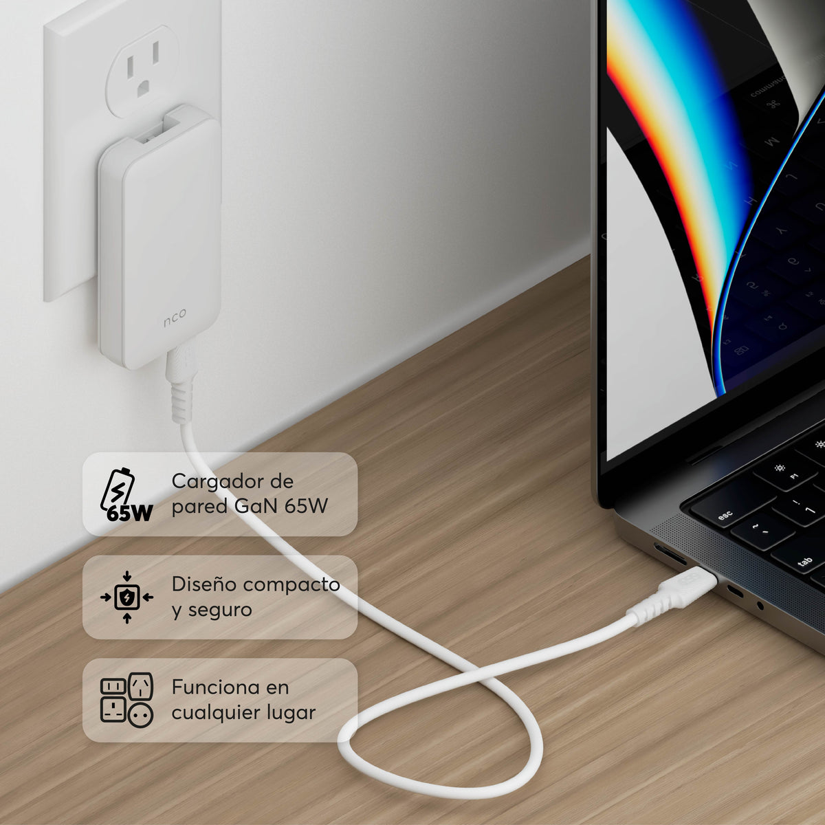 Cargador de viajes PowerPlug Ultra 65W para USB-C US/EU/AUS/UK - Attenza Panamá