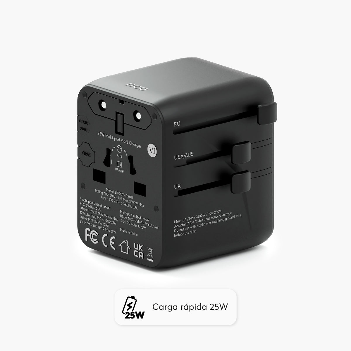 TravelAdapter Universal 25W – USB A / USB C - Attenza Panamá