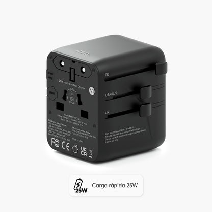 TravelAdapter Universal 25W – USB A / USB C - Attenza Panamá