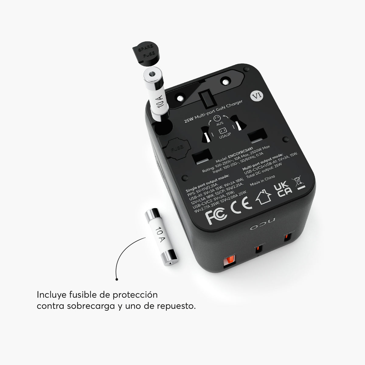 TravelAdapter Universal 25W – USB A / USB C - Attenza Panamá