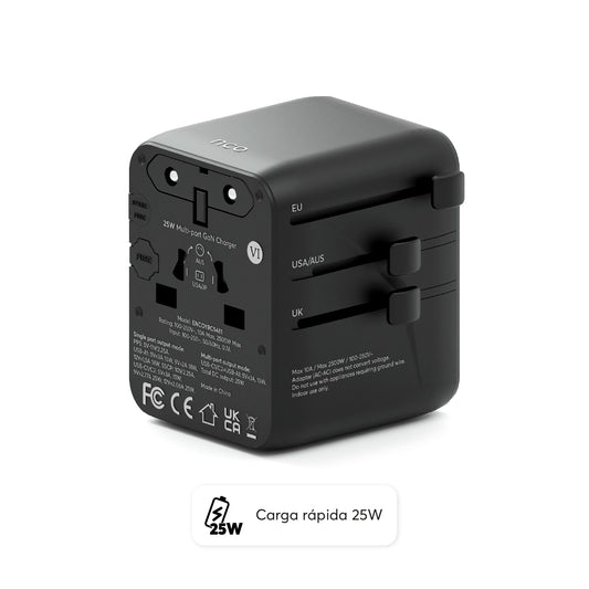 TravelAdapter Universal 25W – USB A / USB C - Attenza.net
