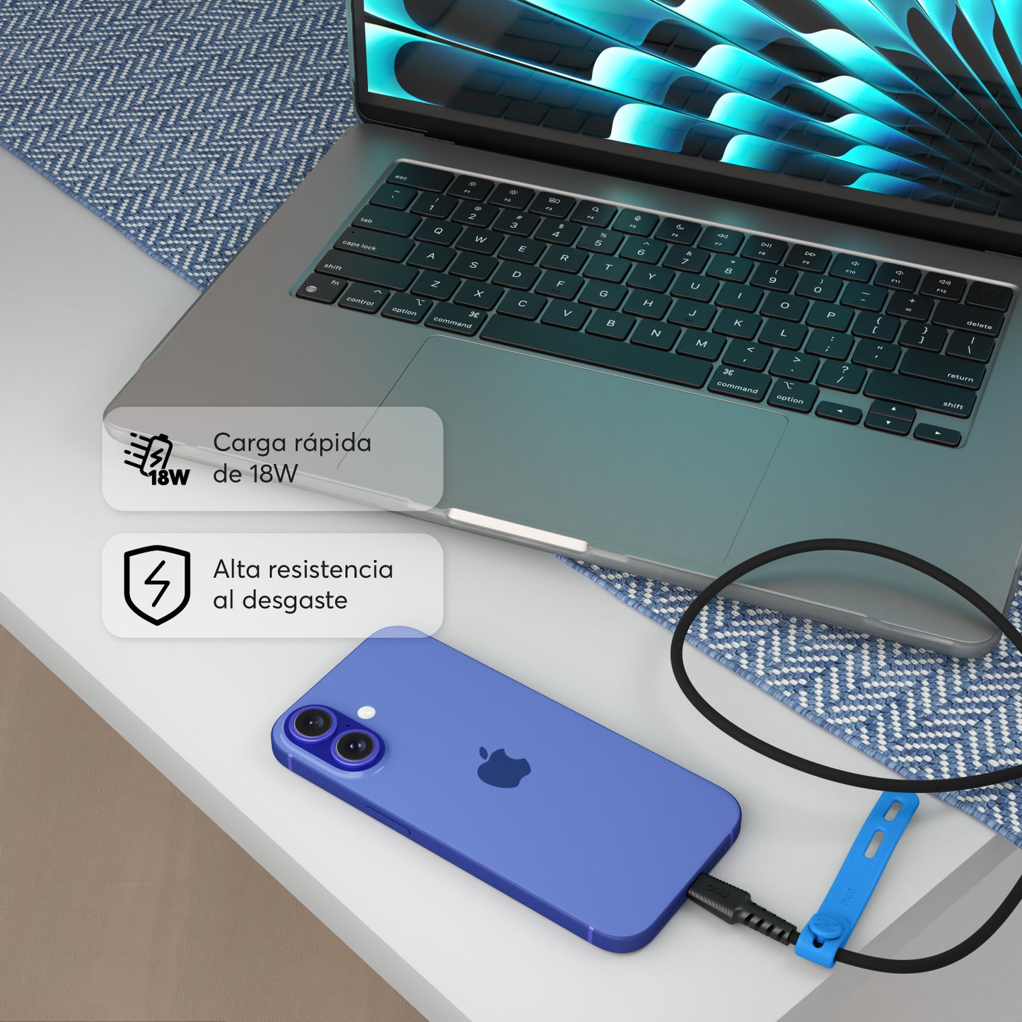 PowerLite 1M Cable USB-A - USB-C - Attenza.net
