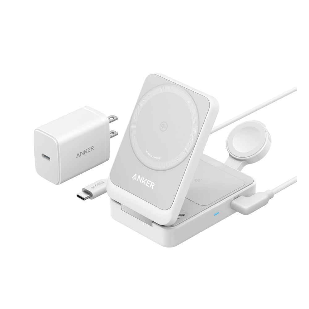 Cargador Inalámbrico plegable Anker MagGo 3 en 1 Qi2 de 15 W - Attenza Panamá