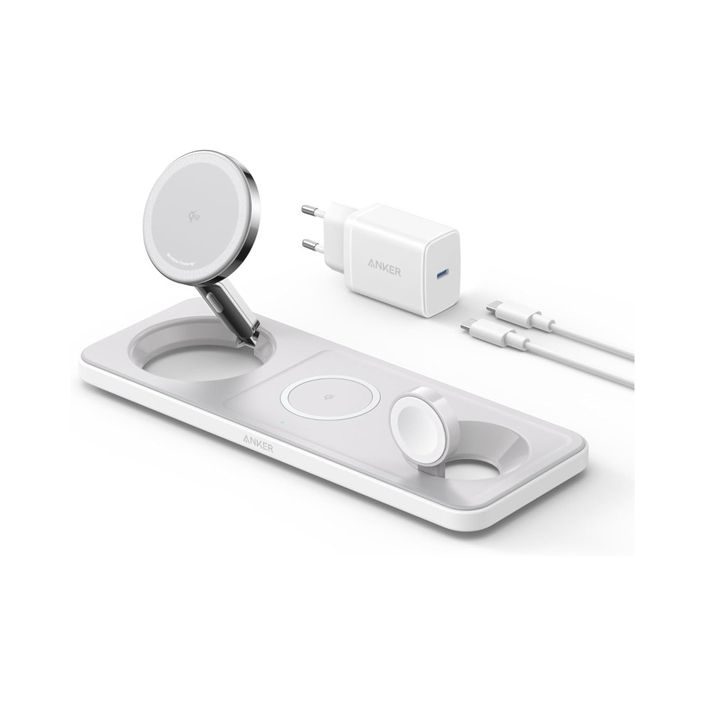 Cargador Inalámbrico plegable Anker MagGo 3 en 1 Qi2 de 15 W - Attenza Panamá