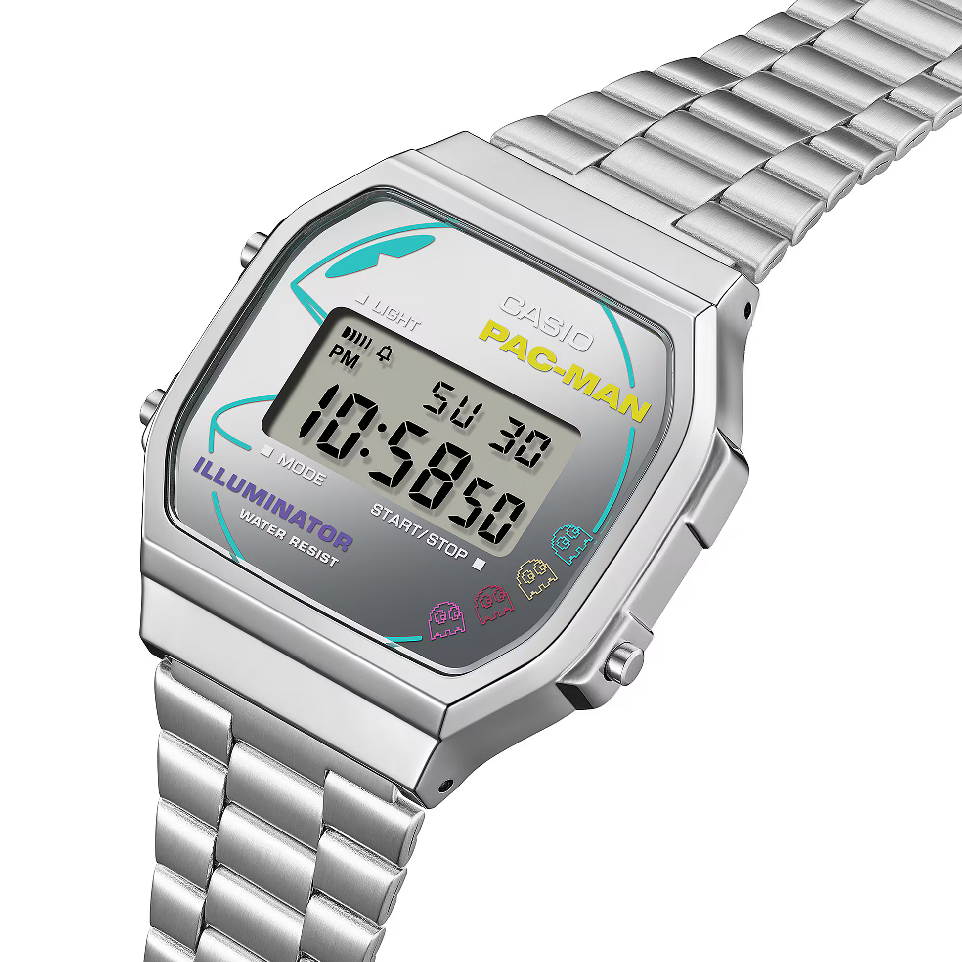 Reloj Digital Vintage PAC-MAN Plateado Casual de Hombre - Attenza.net