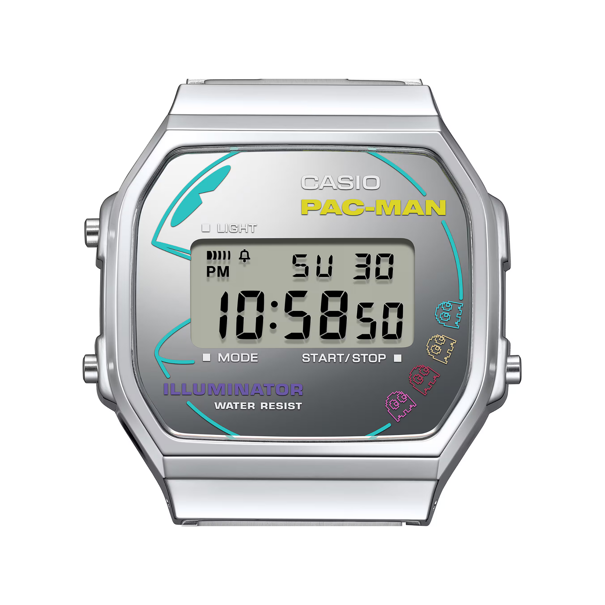 Reloj Digital Vintage PAC-MAN Plateado Casual de Hombre - Attenza.net