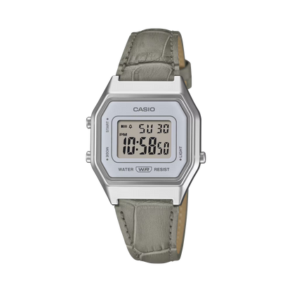 Reloj Digital Vintage Plateado de Mujer LA-680WEL8A2
