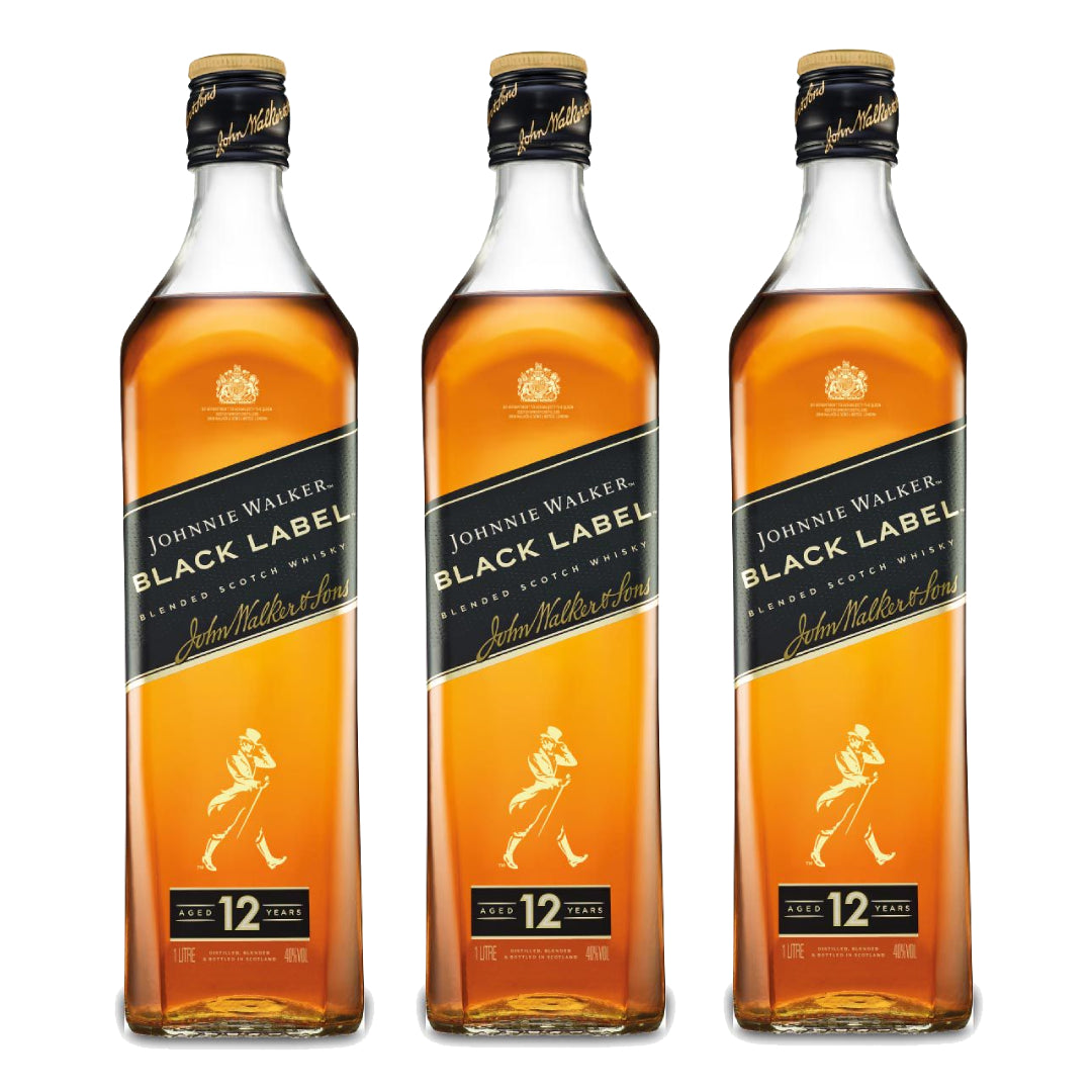 Johnnie Walker Black Label Aged 12 Years Blended Scotch Whisky (3X1000ml.) - Attenza.net