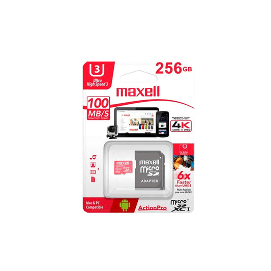 Maxell microSDXC 256GB UHS-I U3 con Adaptador SD - Attenza.net